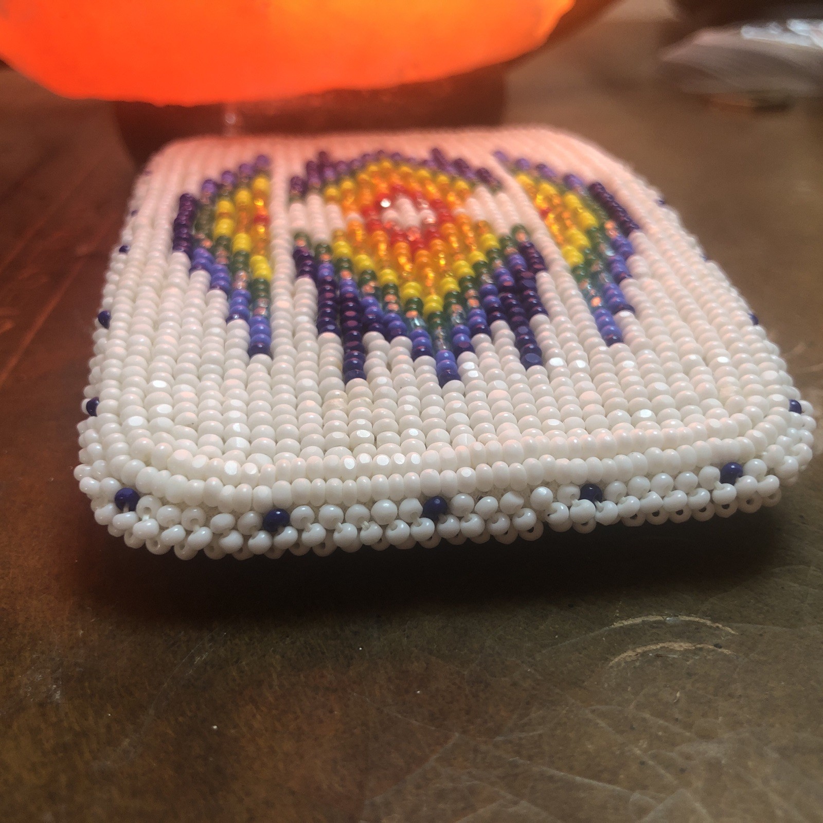 vintage NATIVE AMERICAN belt buckle BEADED handcraft NAVAJO indian western