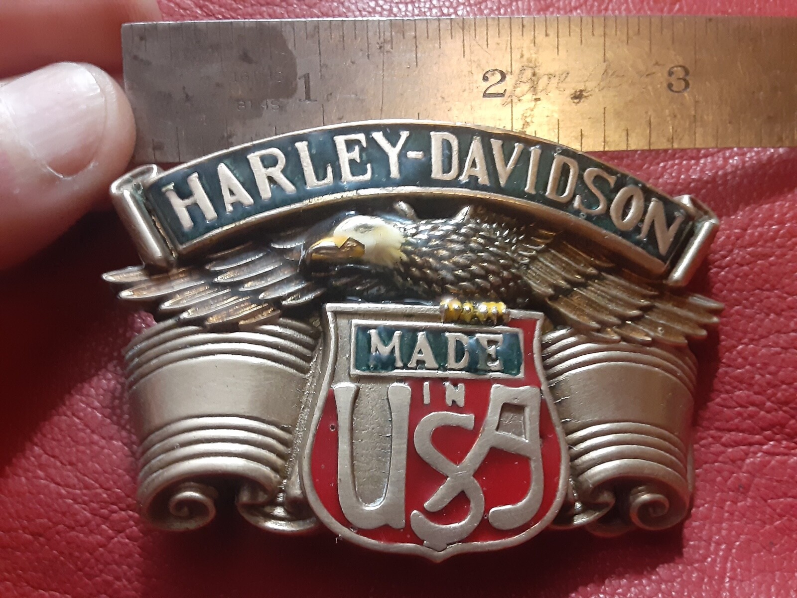 vintage baron Harley Davidson Belt Buckle Solid Brass Eagle Wings