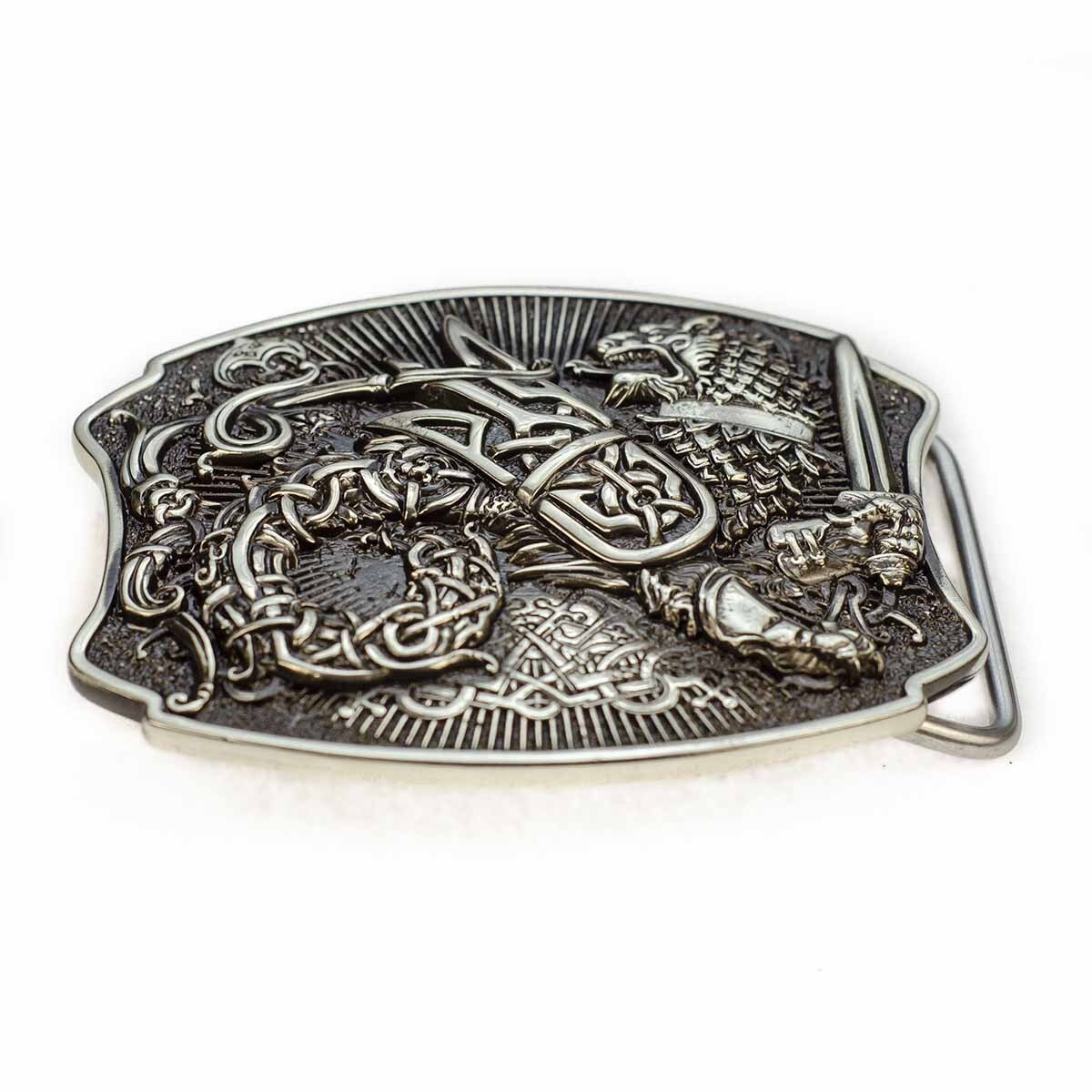 Semargl german silver belt buckle, Mythical winged lion Simargl belt buckle
