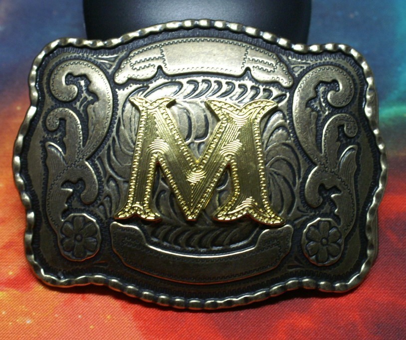 Letter M Initial Belt Buckle New Metal Western Style A109