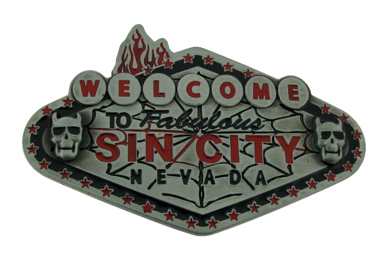 Welcome to Sin City Las Vegas New Sign Antiqued Metal Belt Buckle Western Rodeo