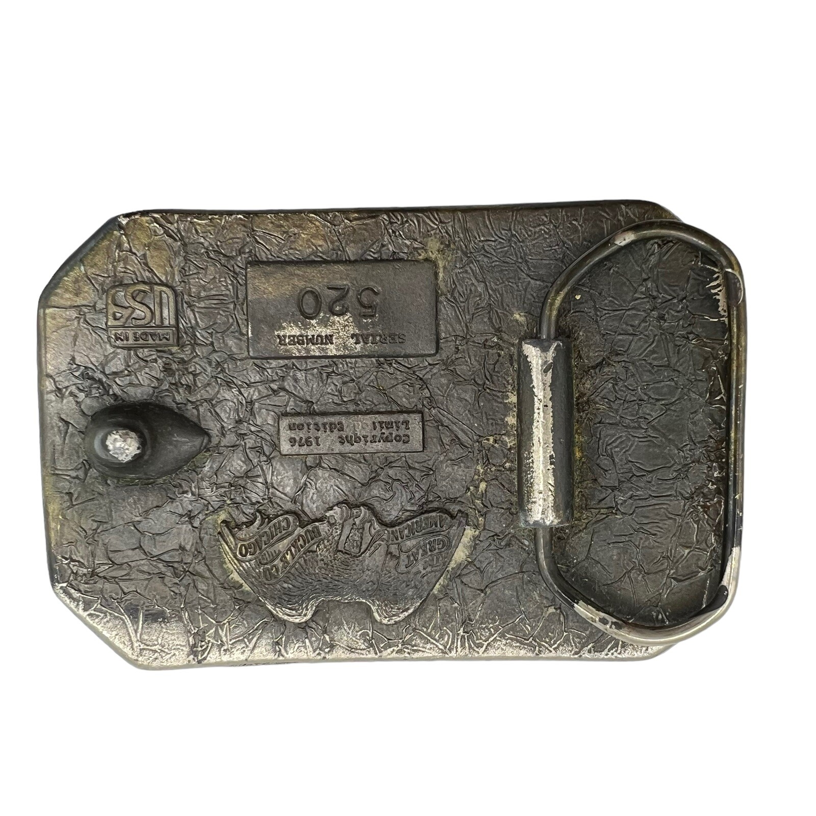 VTG Great American Buckle Co. Enameled Metal Deer Belt Buckle Serial Number 520