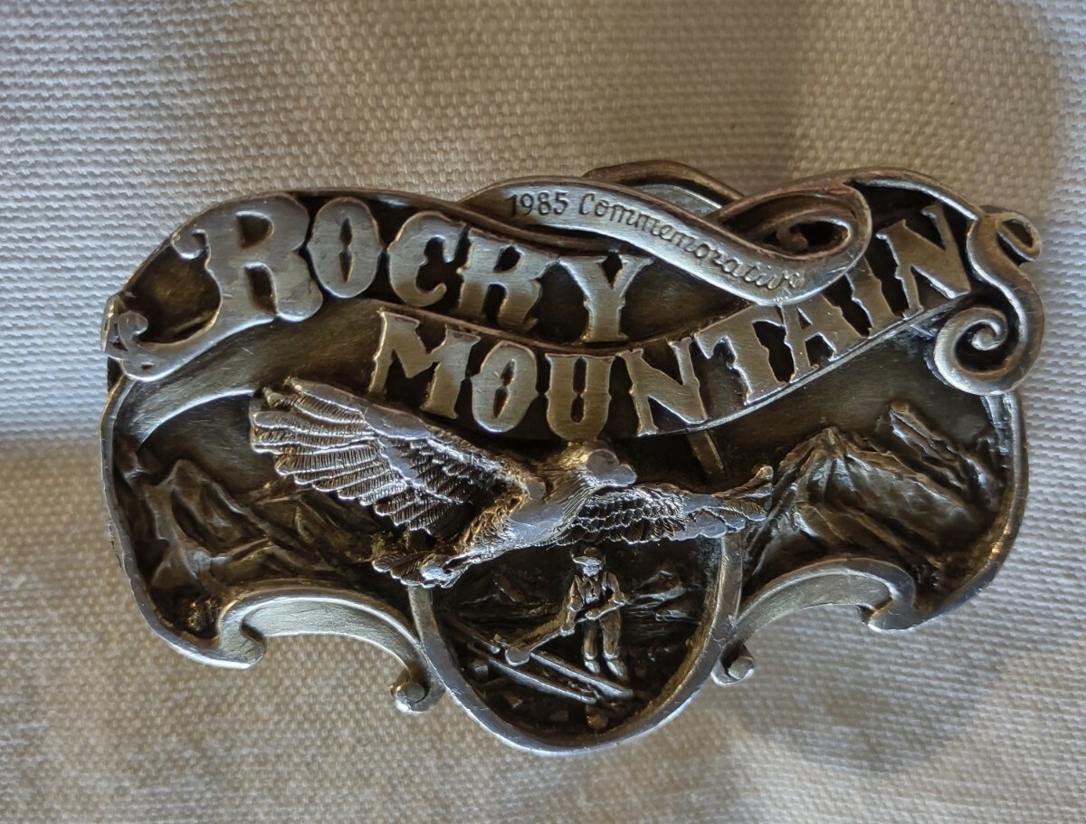 Rocky Mountains Belt Buckle Eagle Gold Miner 1985 Commemorative 51/2500 Vintage