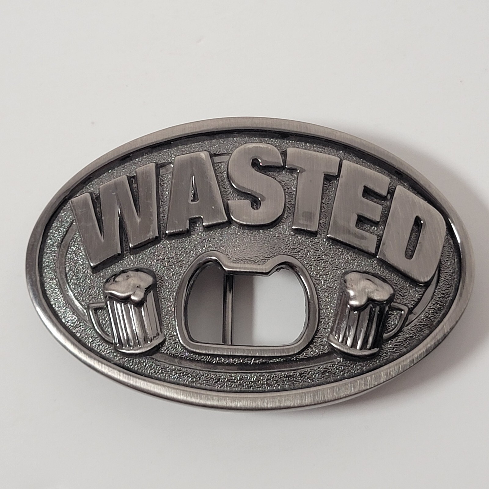 WASTED Two Beers Novelty Party Drinking Belt Buckle Bottle Opener Approx 3.5×2.5
