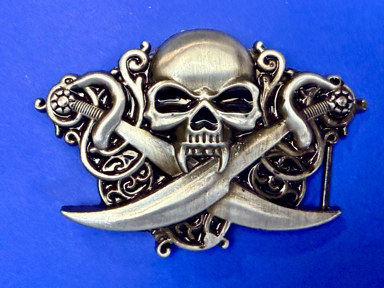 Creepy Skull Head Vampire Teeth Swords Snake Halloween Gothic Biker Belt Buckle