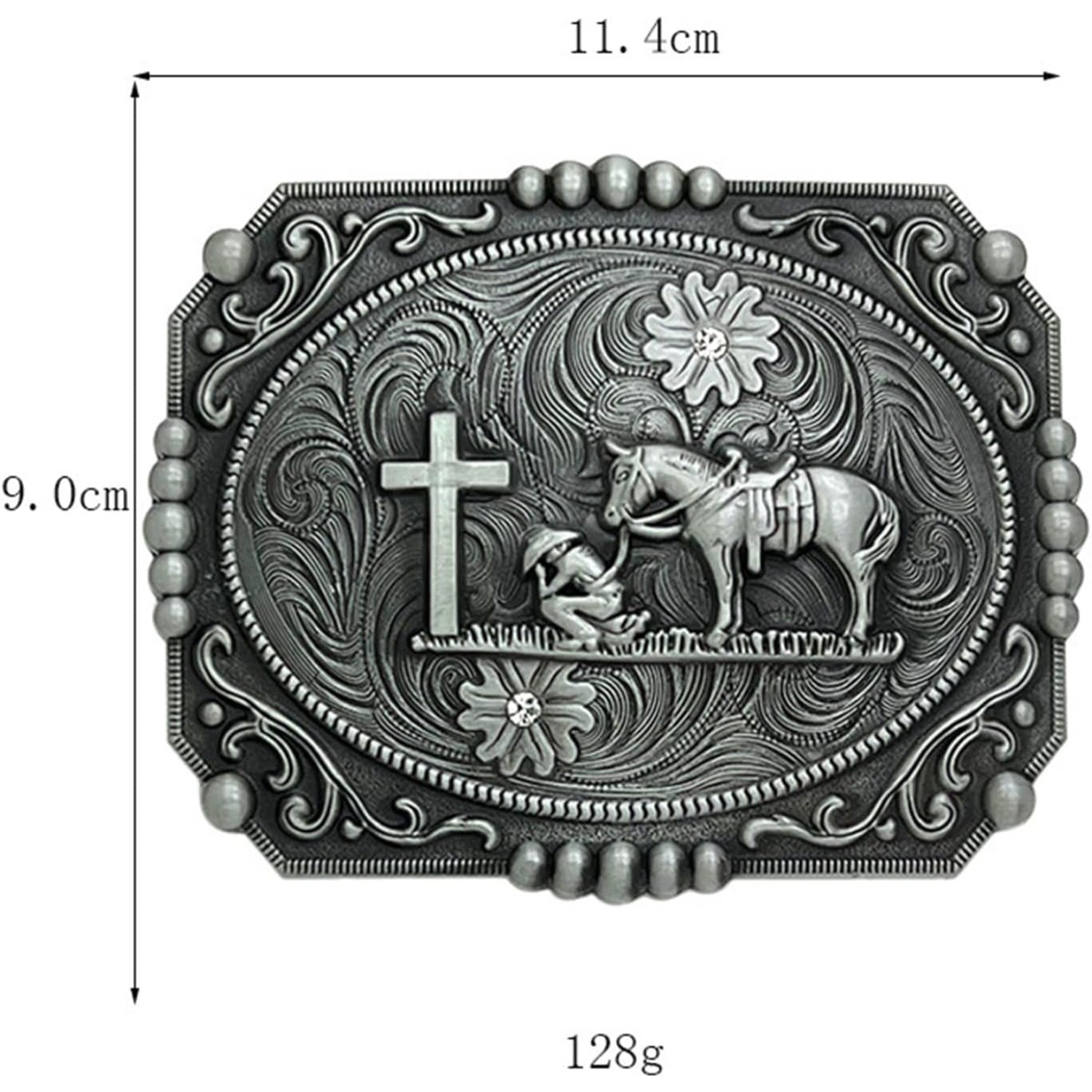 Religion Cross Prayer and Horse Belt Buckle Western Cowboy Longhorn Belt