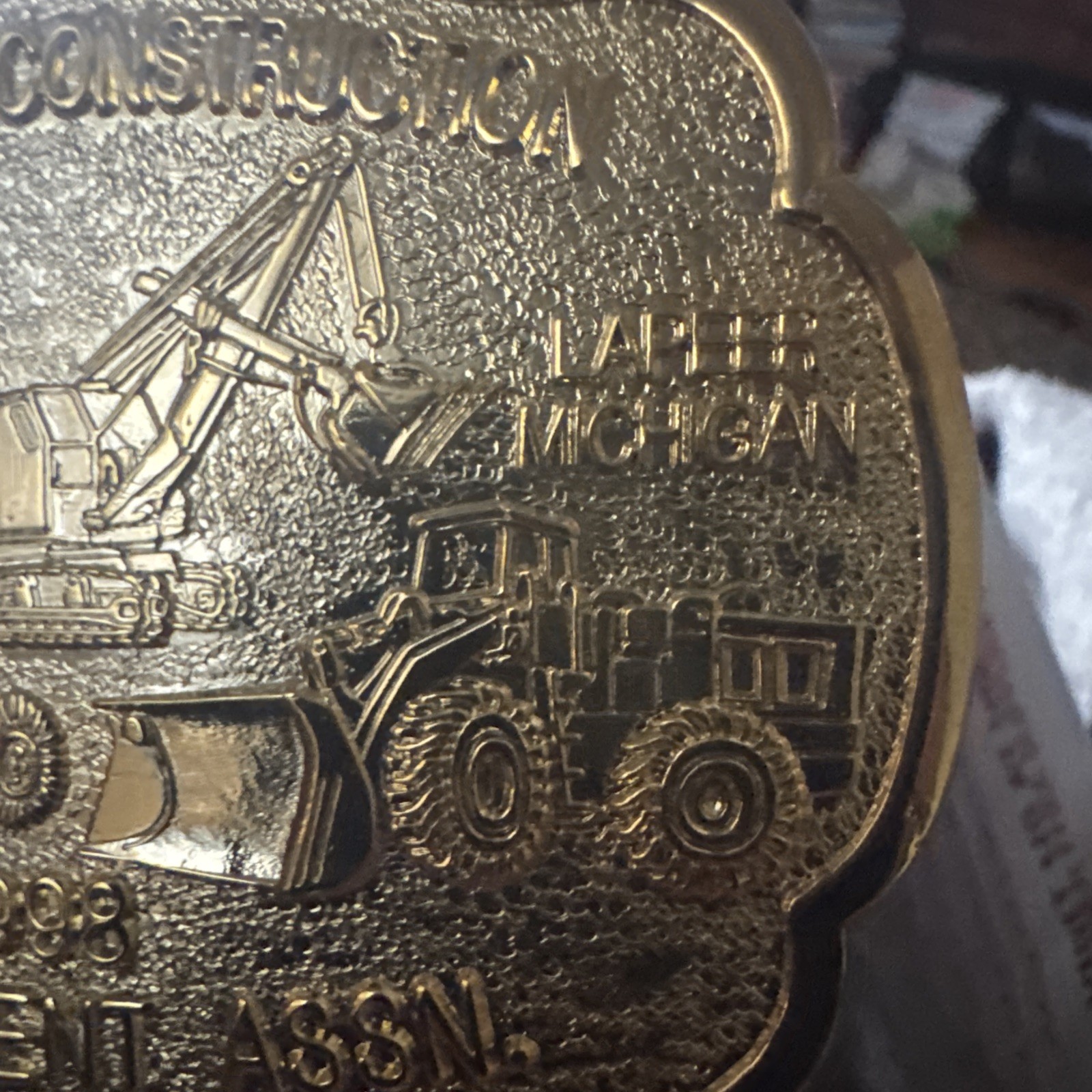 Historical Construction Equipment Show Belt Buckle Limited Edition Embossed 1998