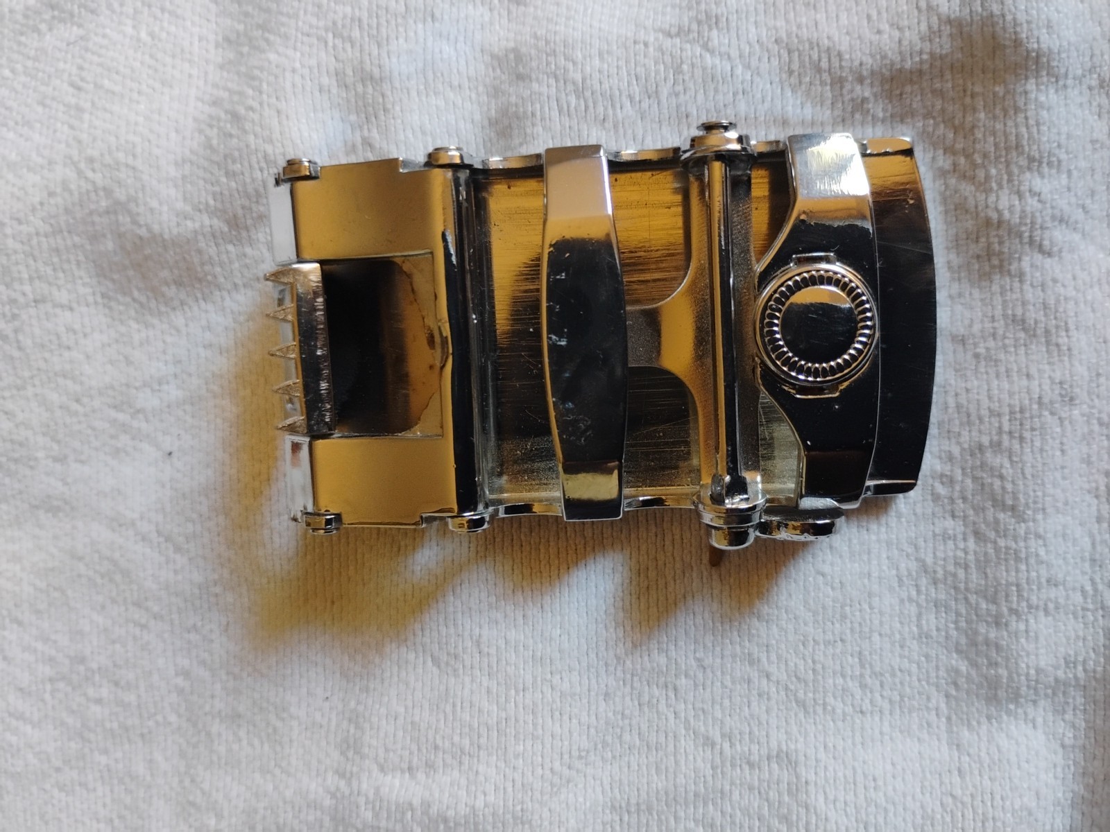 Rare vintage Men Louis Vuitton Rachet Belt Buckle black silver logo LV