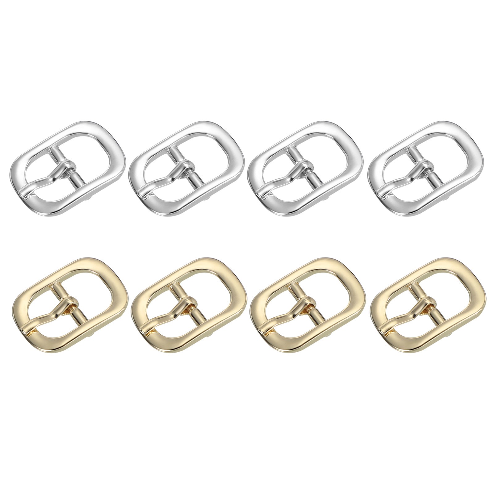 8Pcs 0.5&Prime; Single Prong Metal Roller Pin Belt Buckles Silver/Light Gold