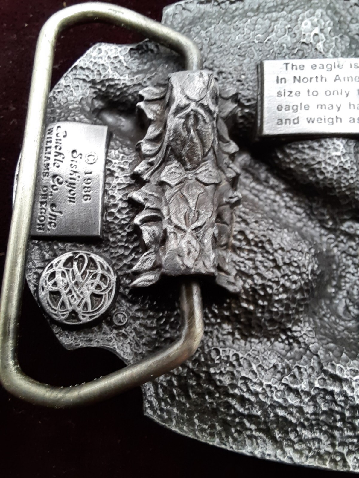 Vintage Open Wing Landing Eagle Enameled Belt Buckle , 1986 Siskiyou