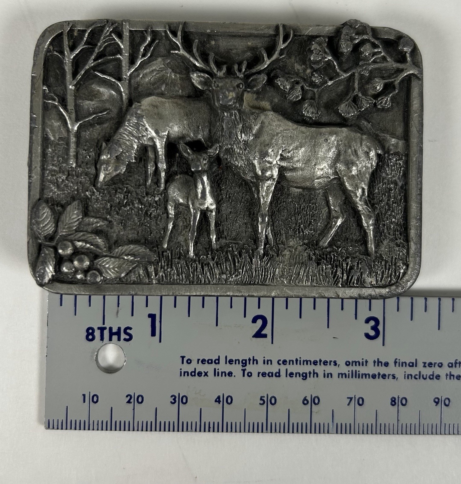 VTG Siskiyou Buckle Co. Wapiti Elk Family Belt Buckle 1982 Silver Pewter