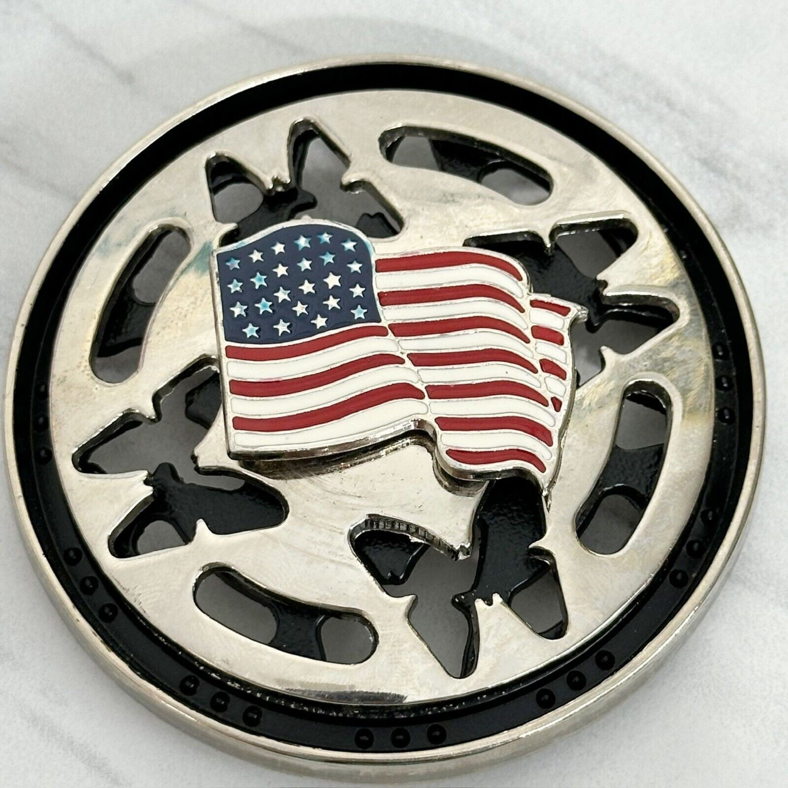 American Flag Butterfly Spinning Fidget Belt Buckle Novelty – 3.44&Prime;