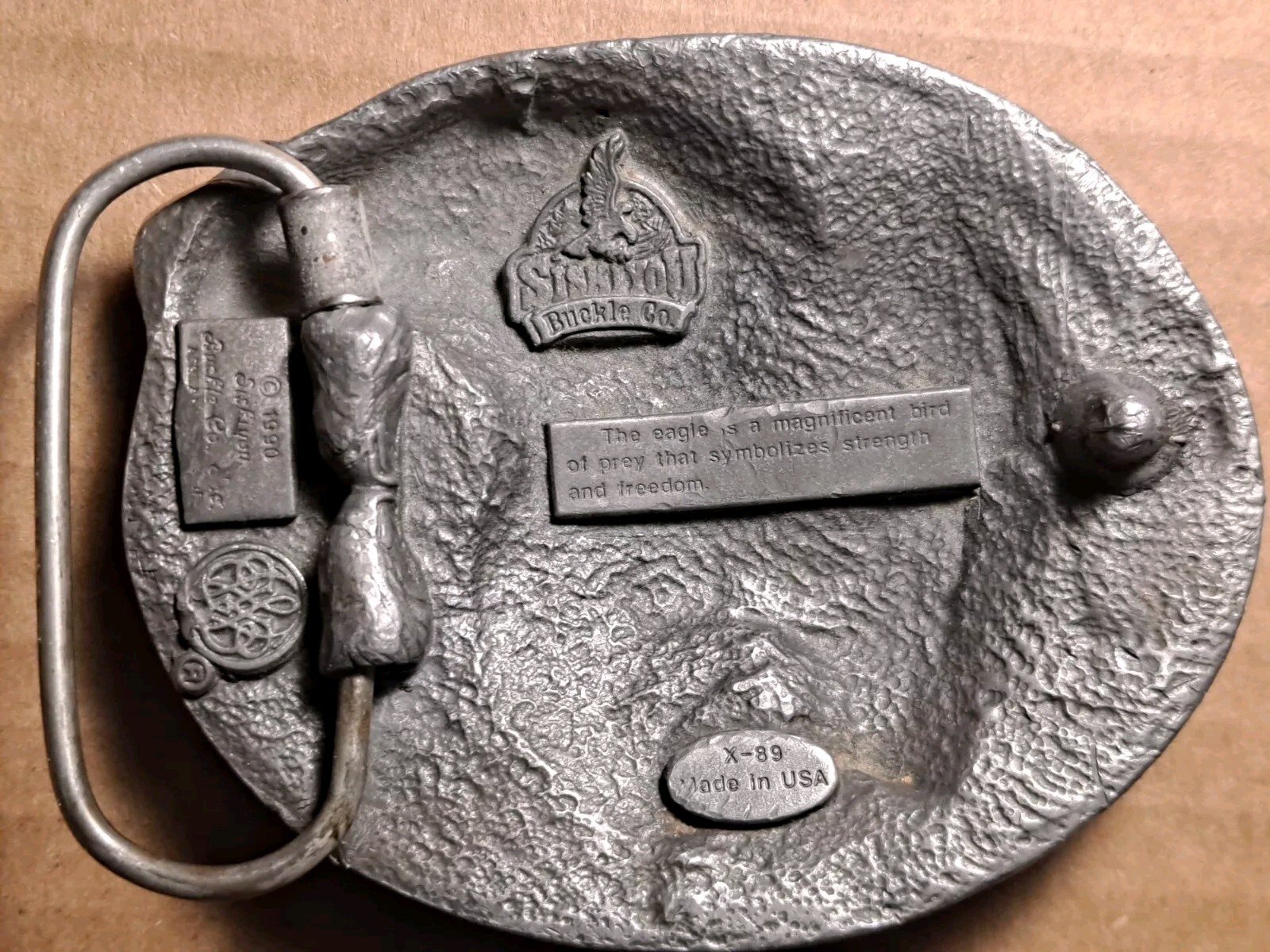 Vintage 90s Siskiyou Eagle Western Cowboy Belt Buckle Pewter 1990 USA