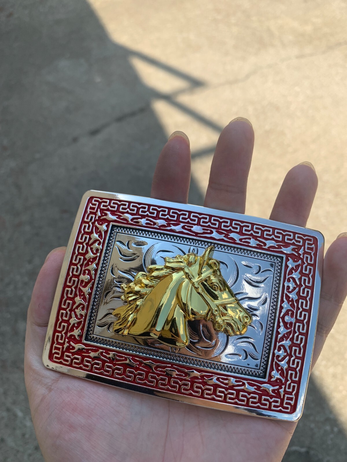 Western Buckle Gold Silver Red Horse Head Cowboy Buckle Fit 2 » Hebilla Vaquero