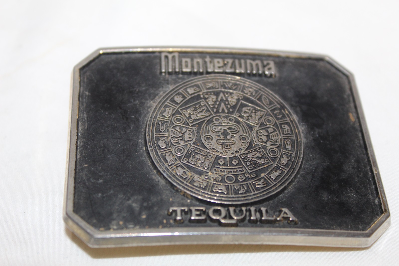Vintage Montezuma Tequila Men’s Belt Buckle By Barton’s Brands Gold And Black