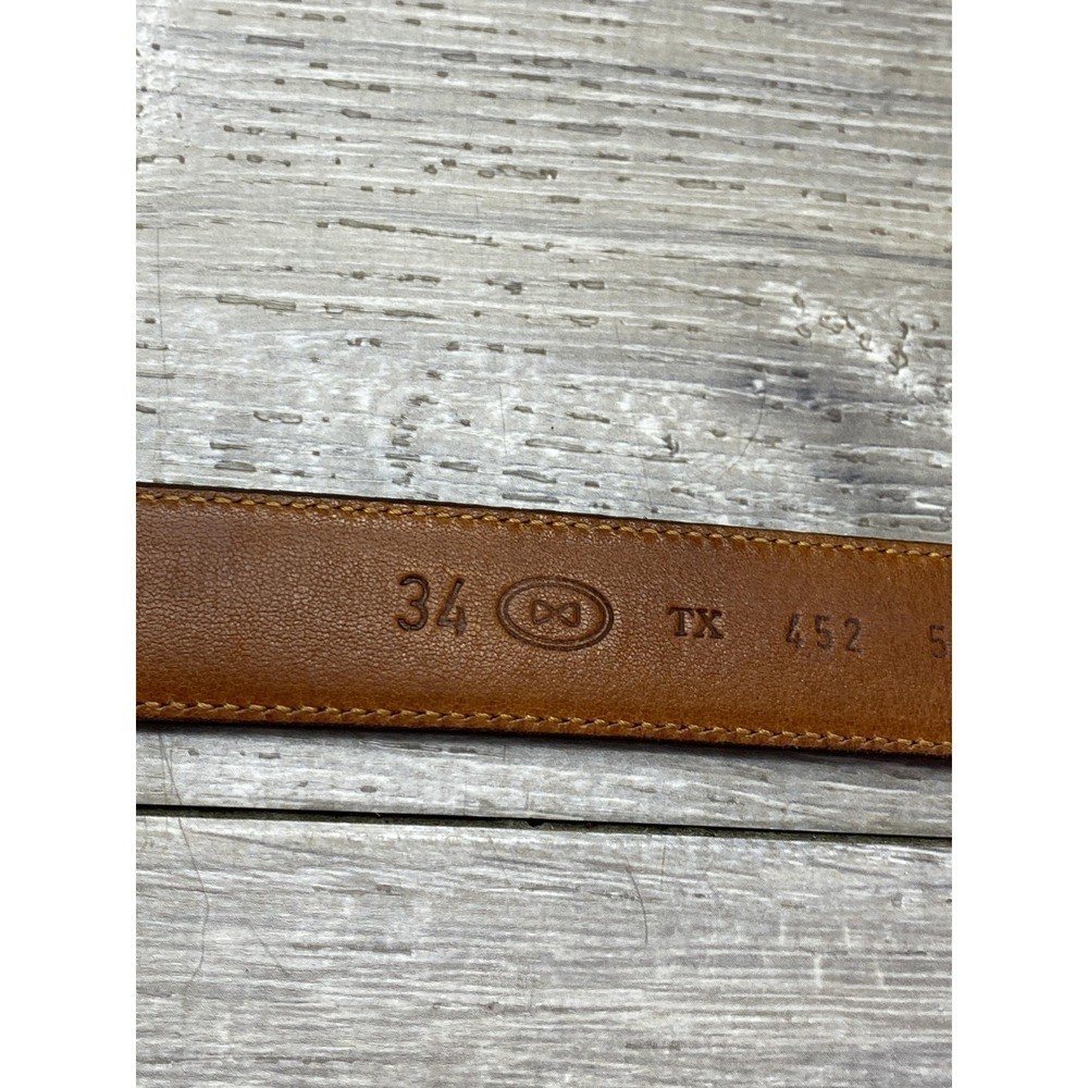 Trafalgar Kango Calf Belt Mens 34 Brown Leather Handmade USA Dress Buckle