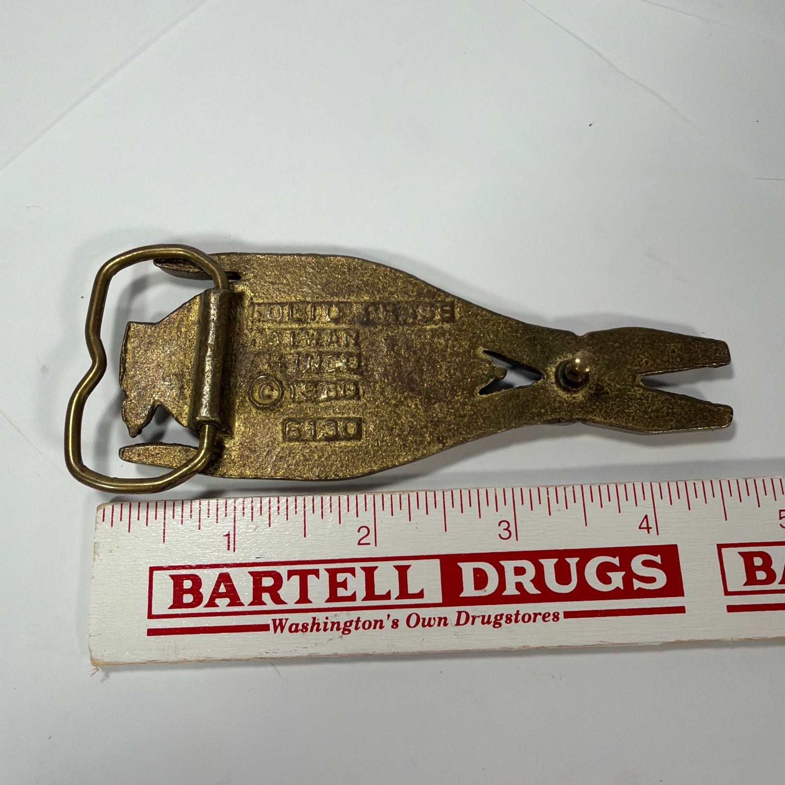 Vintage 1980 &lsquo;Electrician&rsquo; Pliers Solid Brass Belt Buckle 6130