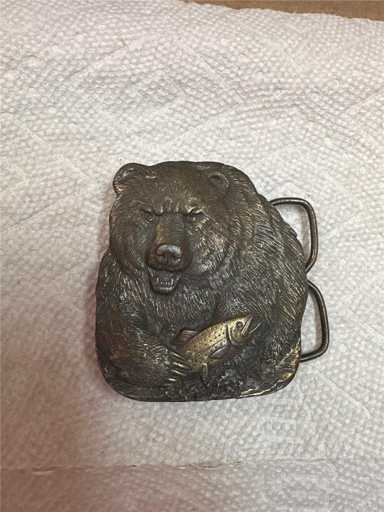 Vintage 1978 Bergamot Brass Works Bear Belt Buckle