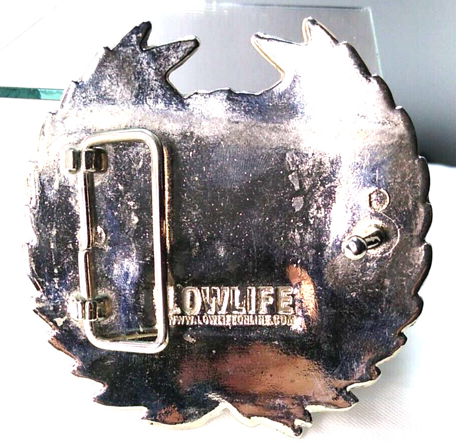 LOWLIFE Brand Skull Belt Buckle Silver/Black 3.25&Prime; Across Pre-Owned