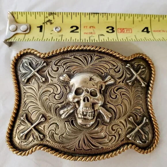 Custom Belt Buckle by Christian of LA, Skull and Crossbones