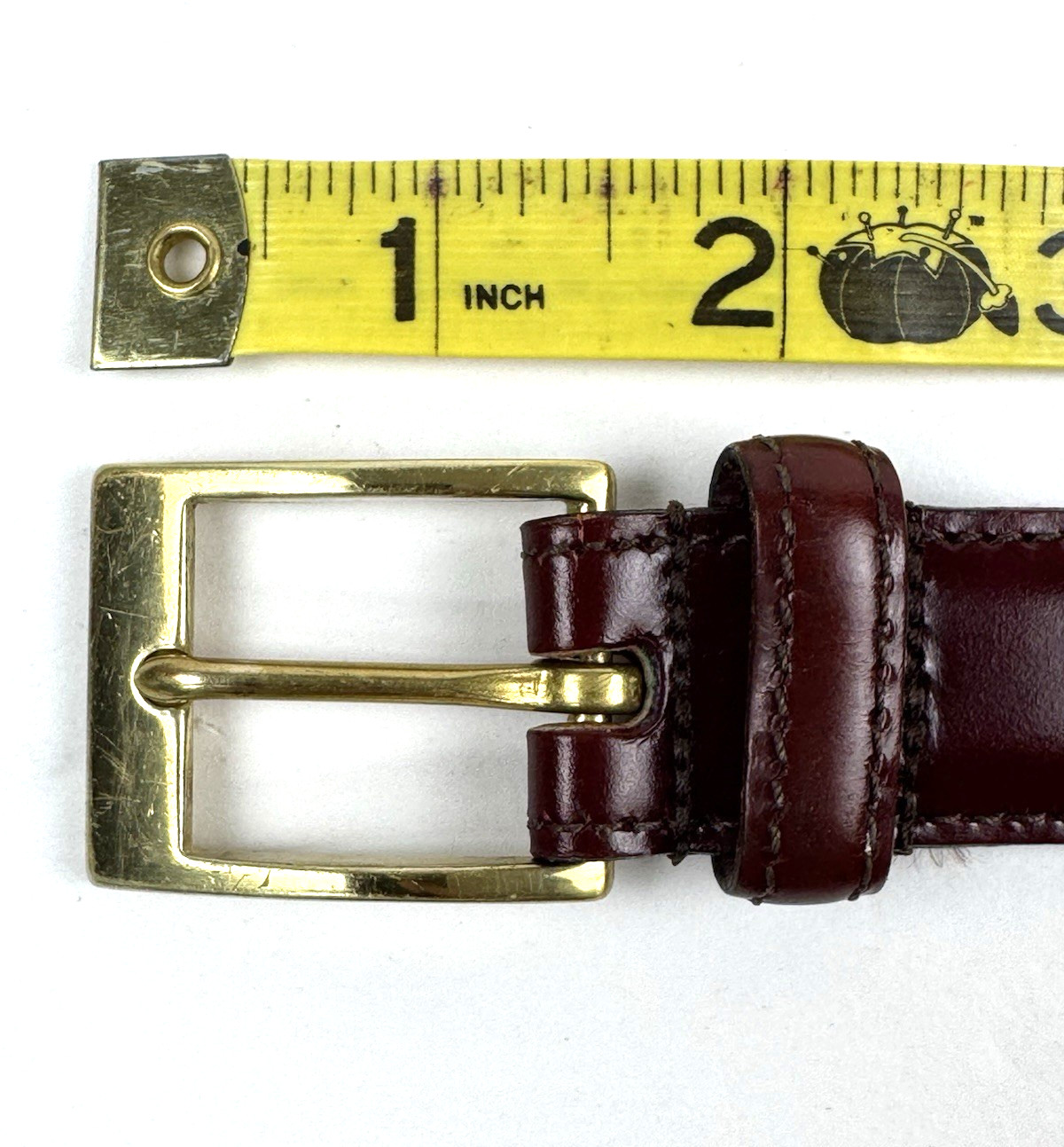 Dooney & Bourke Belt Mens Size 36 Dark Brown Calf Leather Brass Buckle 9121