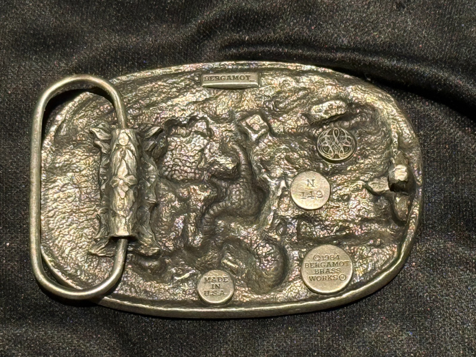 1984 Bergamot Brass Works Motorcycle Belt Buckle N149 Vintage Made in USA