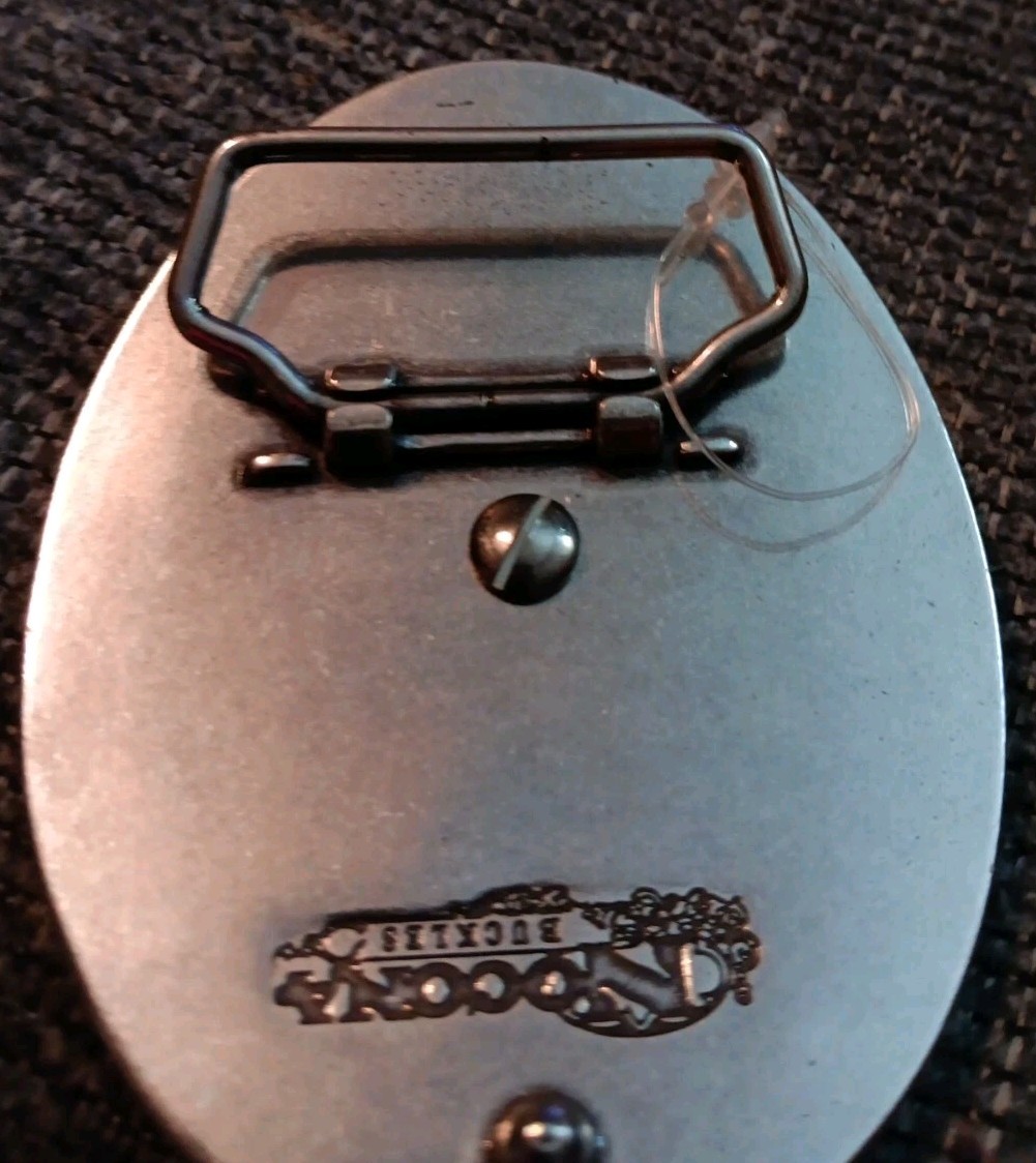 Nocona Belt Buckle Camo Deer Rope Edge Silver Tone Oval Leaping White Tail