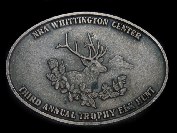 UB01116 **NRA WHITTINGTON CENTER THIRD ANNUAL TROPHY ELK HUNT** BELT BUCKLE