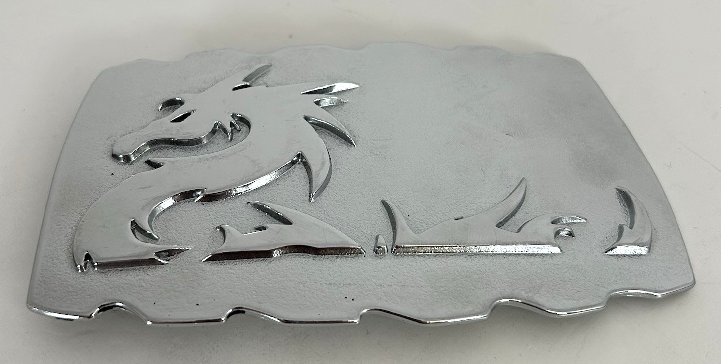 Swimming Dragon Chinese Martial Arts Belt Buckle Large 5×2.75” Silver Tone 3D