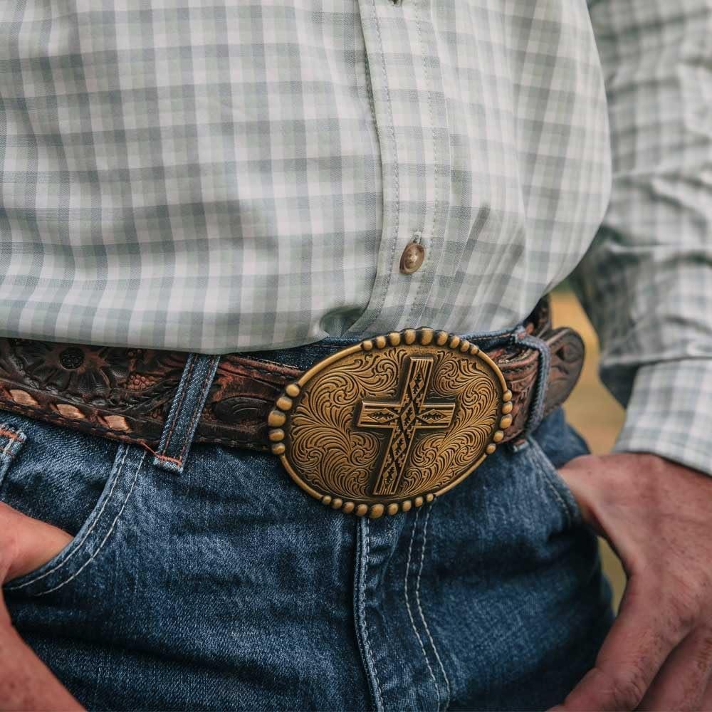 Montana Silversmiths Attitude Christian Faith Cross Western Belt Buckle