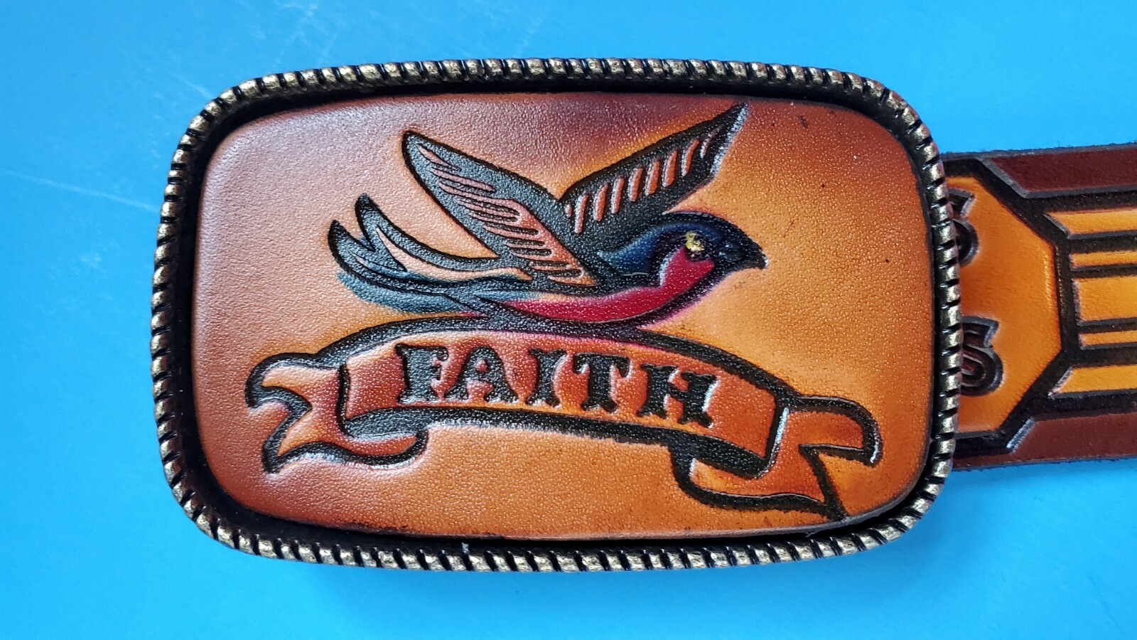 JESUS SAVES Religious Theme Leather Belt & FAITH Leather Buckle – All Sizes
