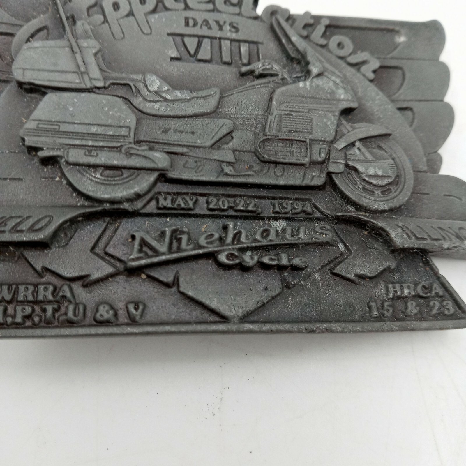 Motorcycle Rally Belt Buckle Illinois Niehaus Cycles Appreciation Days Vintage