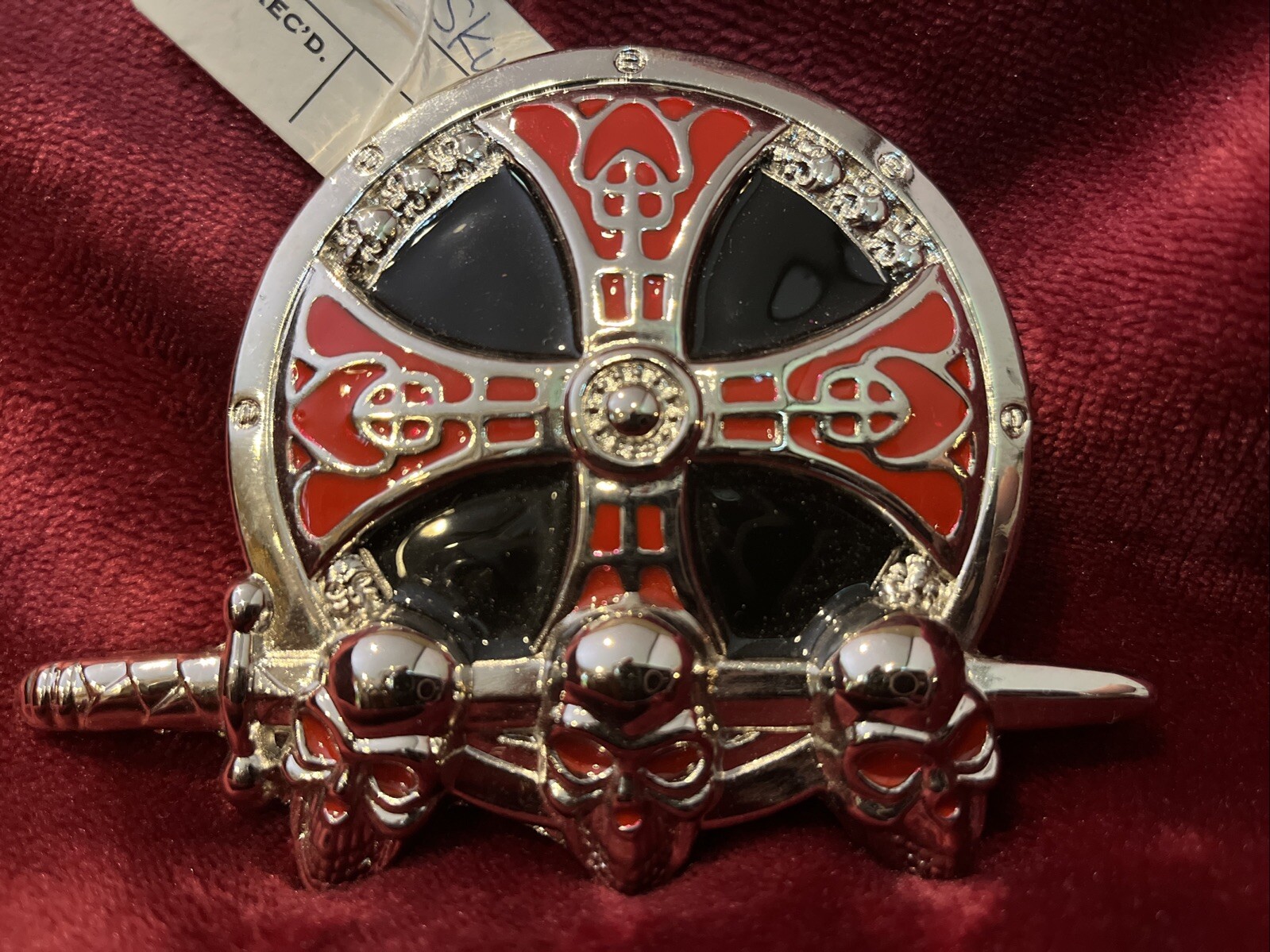 Celtic Iron Cross Silver Color Skulls and Sword