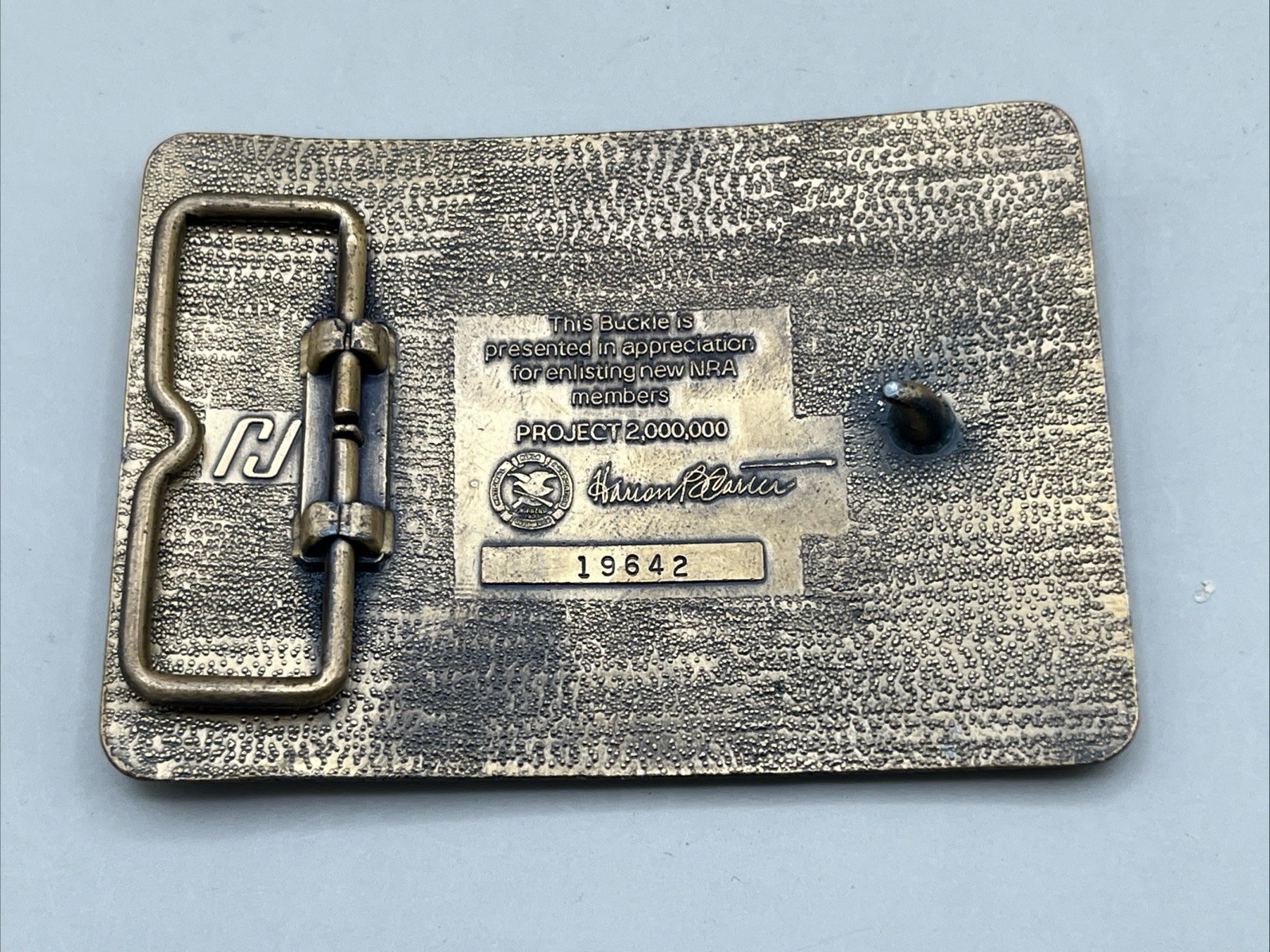 Vintage 1980 Vote Gun Rights NRA Member Belt Buckle Project Two Million Brass