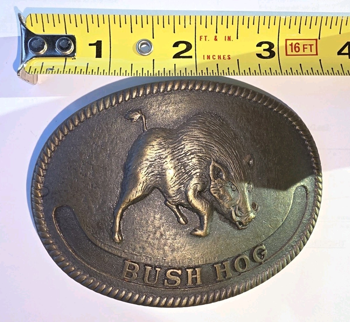 Bush Hog Wild Boar Vtg Belt Buckle Made in USA Hunting Western Vintage 1980&rsquo;s