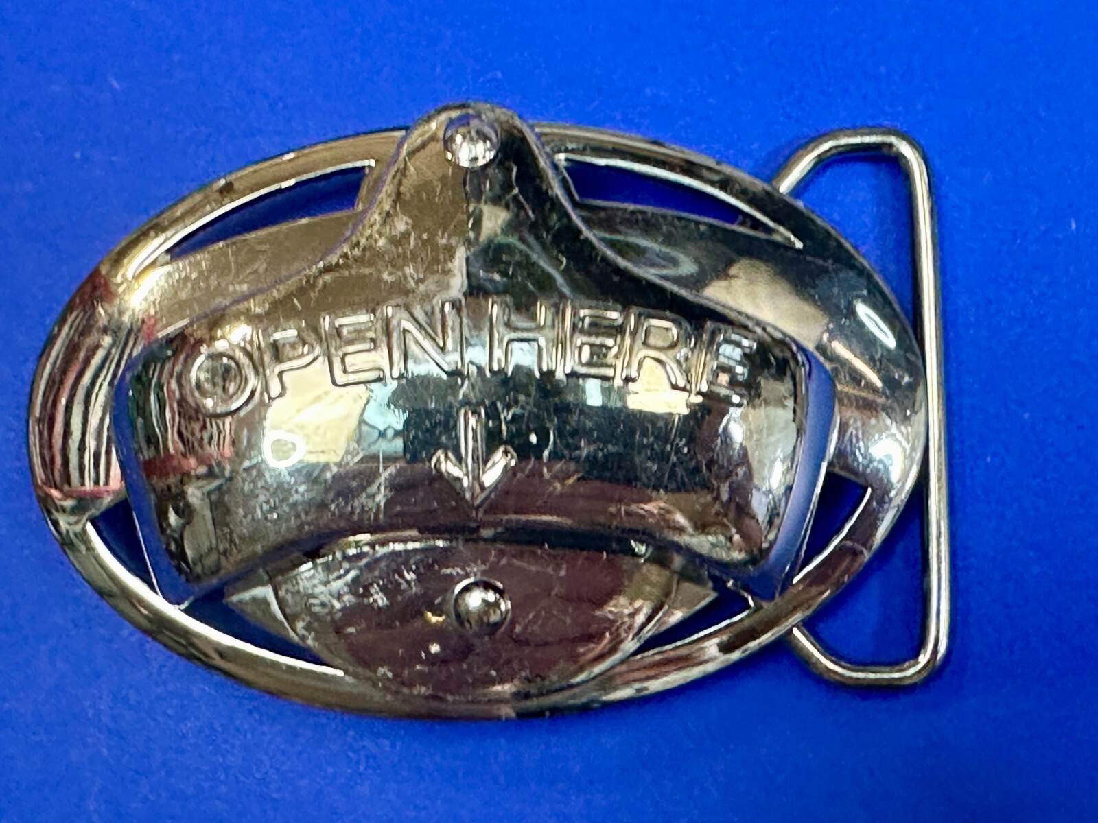 Open Here Practical Beer Lovers Drinkers Bottle Opener Mounted to Belt Buckle