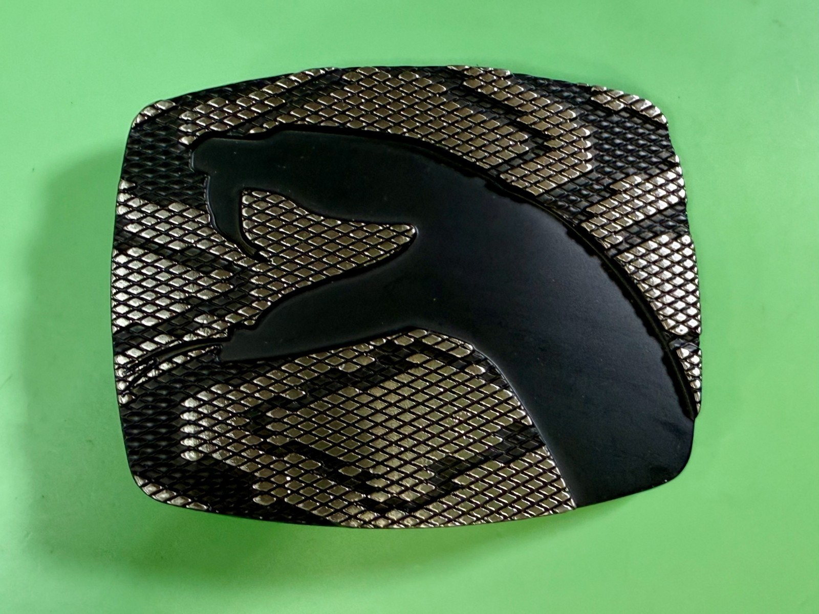 Snake Head On Snake Skin Pattern Chrome Brand Vintage Belt Buckle