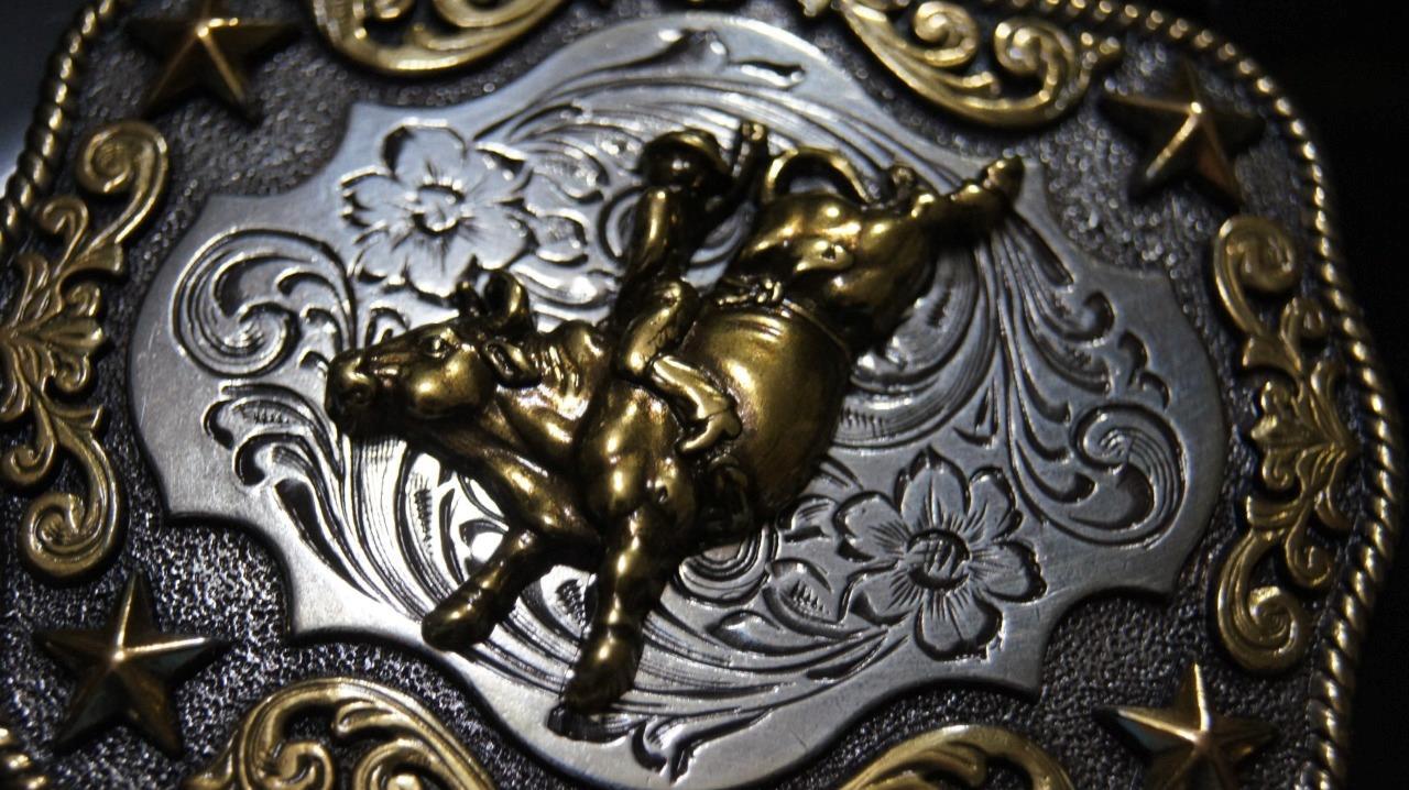 Nocona Youth Bull Rider Silver and Gold Tone Belt Buckle 3798902