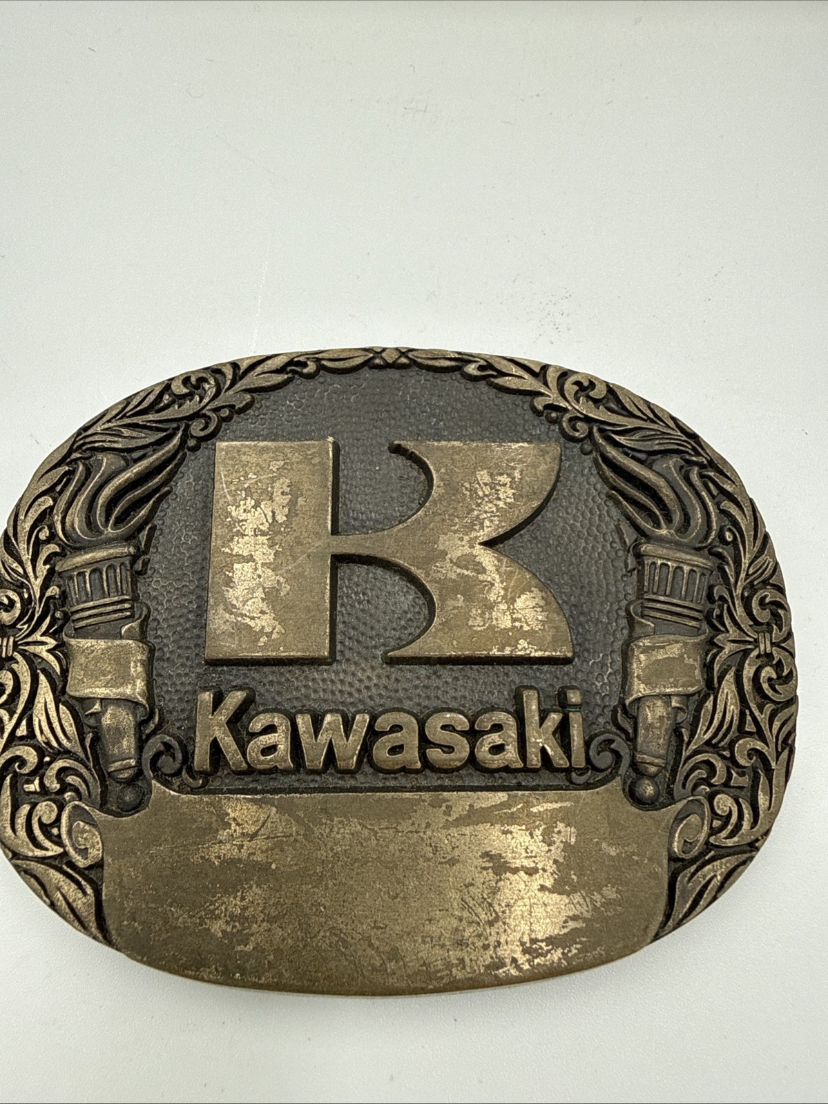 Vintage Kawasaki Solid Brass Belt buckle