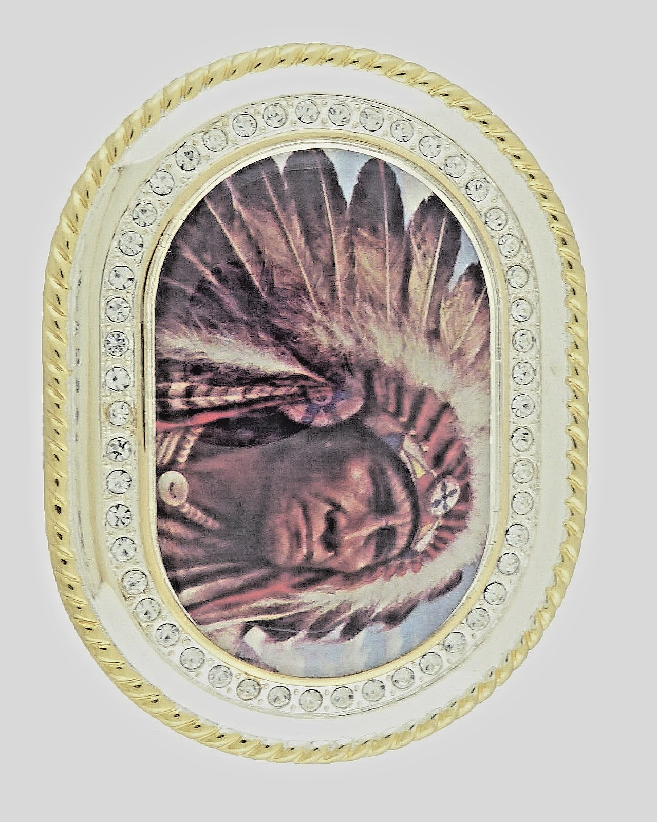 Indian Chief Belt Buckle Men Women Vintage Head Native American Gold Metal Bling