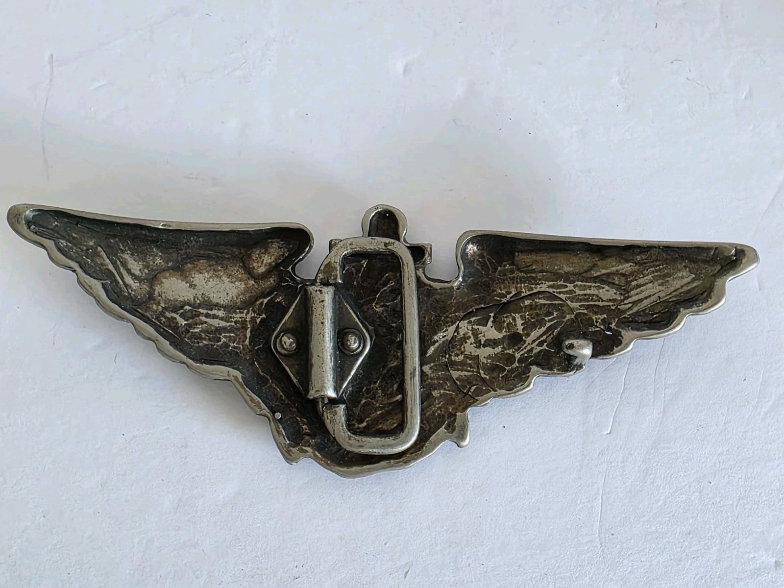 Vintage Military US Army Air Force? Aviator Badge Pilot Wings Shield Belt Buckle