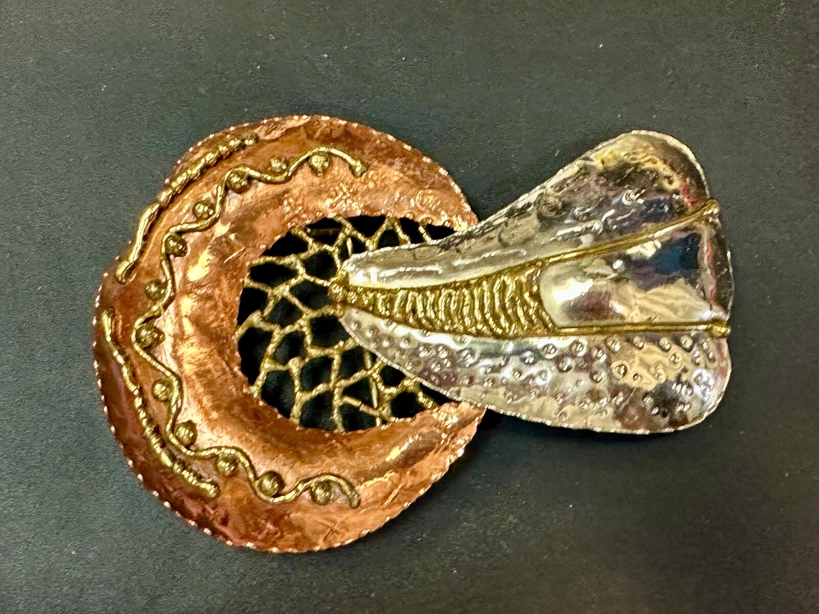 India Inspired Artisan Large Abstract Hippy Boho Vibe Huge Belt Slide Buckle