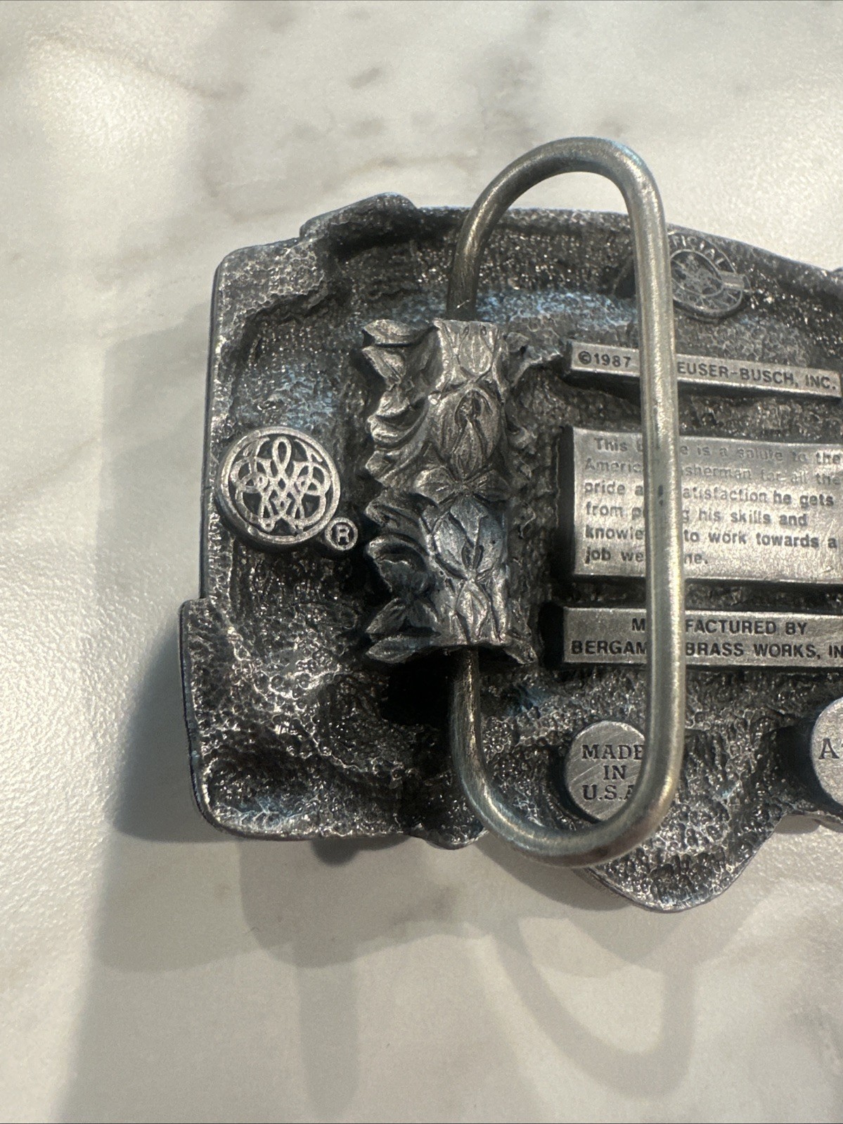 Vintage Anheuser Busch The American Fisherman Belt Buckle Beer Fishing 1978
