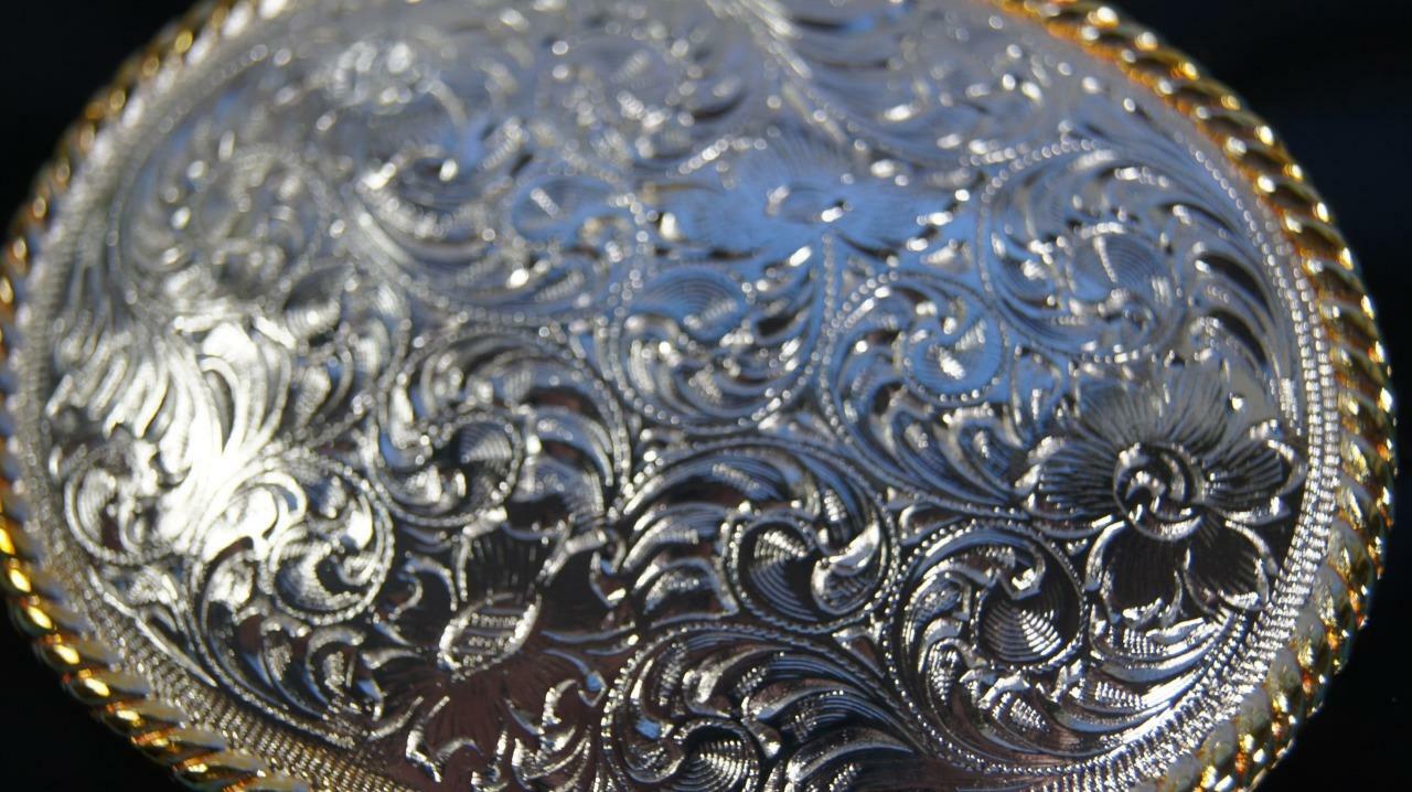 Nocona Western Buckle Oval Rope Edge Floral Scroll 37220