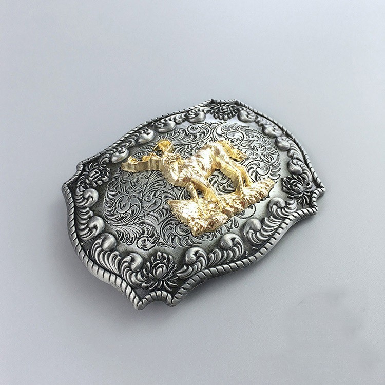 Western Men Zinc alloy Leather Belt Buckle Deer Rodeo Cowboy Shape Pattern