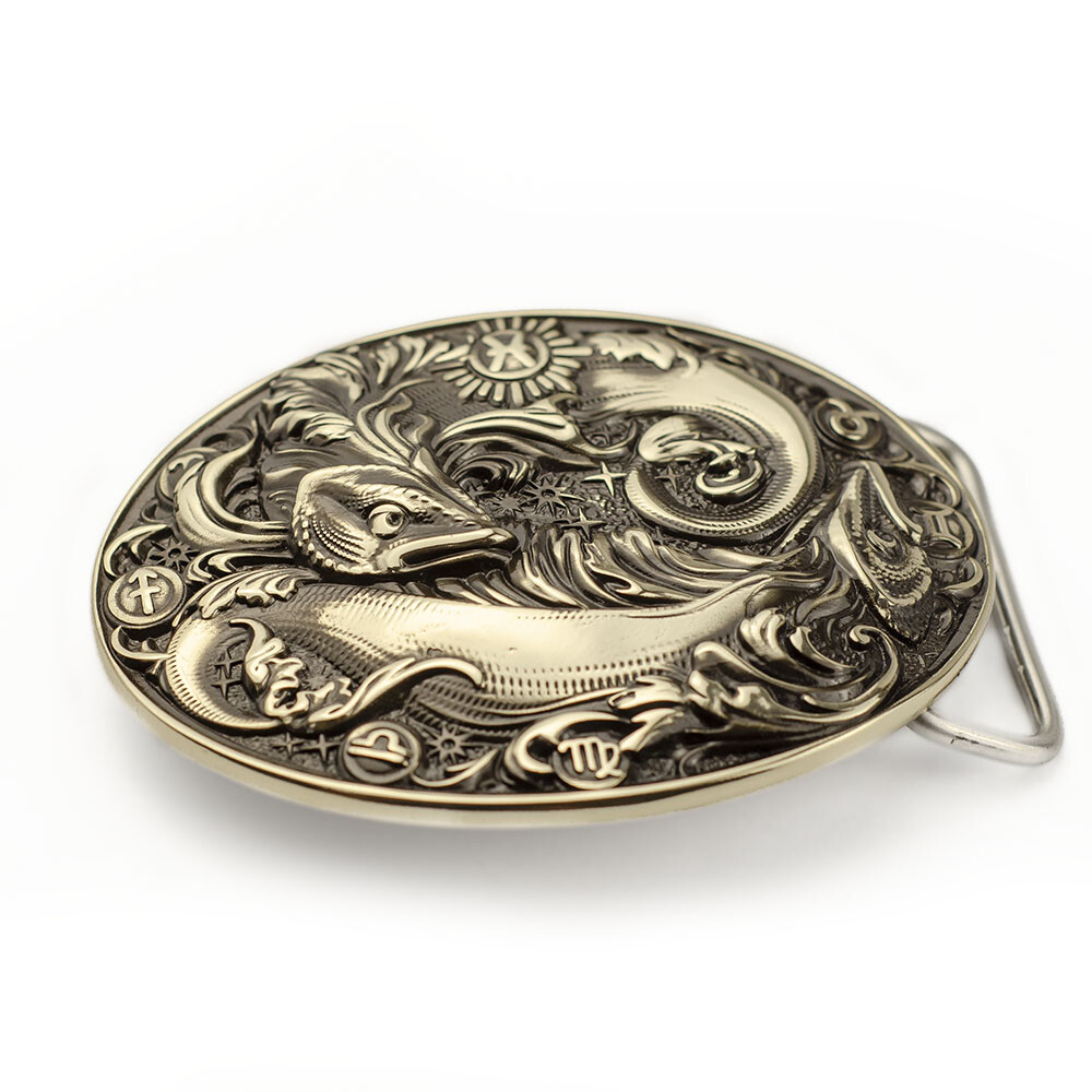 Pisces german silver belt buckle, Horoscope Astrological Zodiac Sign belt buckle