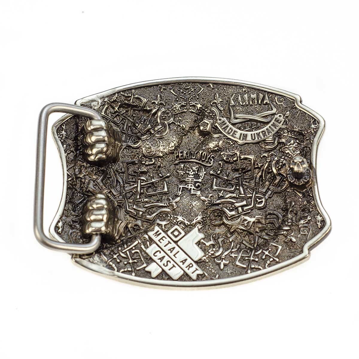 Semargl german silver belt buckle, Mythical winged lion Simargl belt buckle
