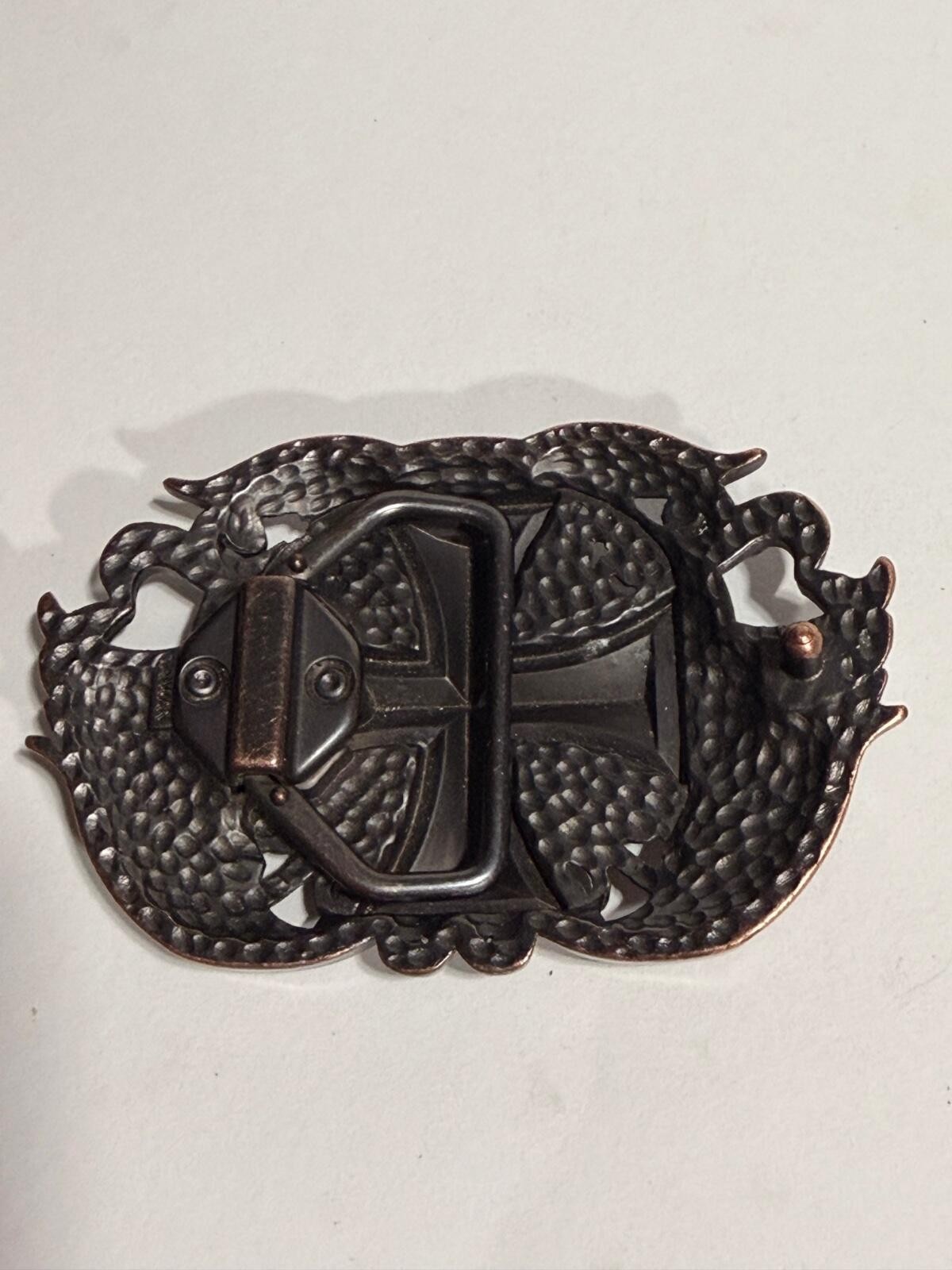 Maltese Cross Belt Buckle Cutout Gothic Outlaw Biker Punk Bronze Brown