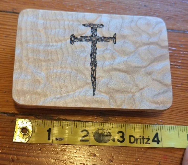 Handmade 4 1/8&Prime; X 2 3/4&Prime; Belt Buckle Wood w/3 Nail Cross Design