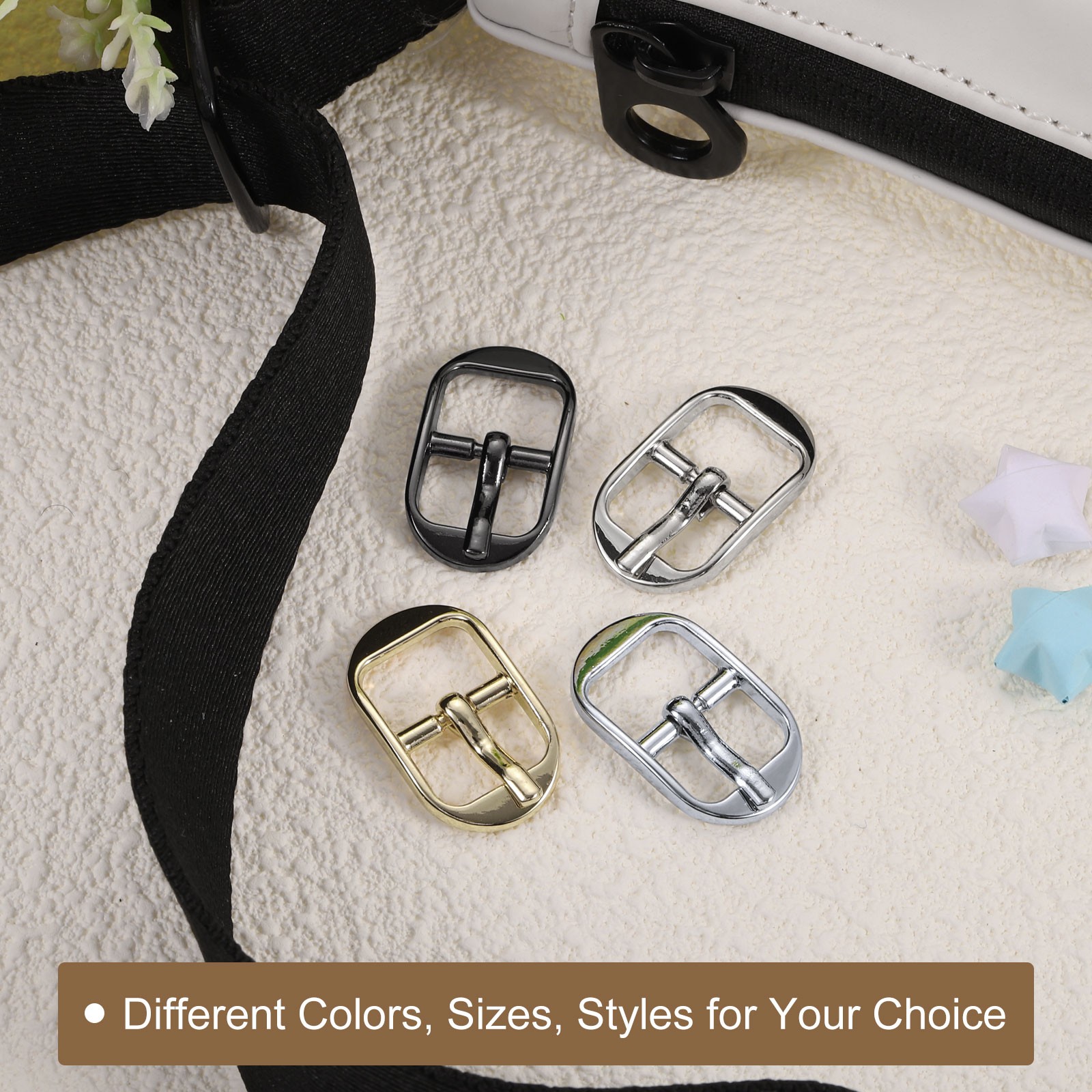 4Pcs 0.51&Prime; Single Prong Belt Buckle Oval Center Bar Buckle for Belt Silver White
